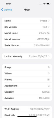 **iPhone 14 128GB**  UNDER WARRANTY