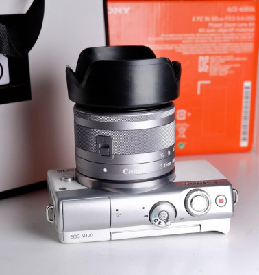 CanonM100 24MP Mirrorless 15-45 STM wifi bluetooth touch screen lcd