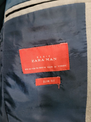Original Zara Man Slim Fit Grey 2-Piece Suit and Pants
