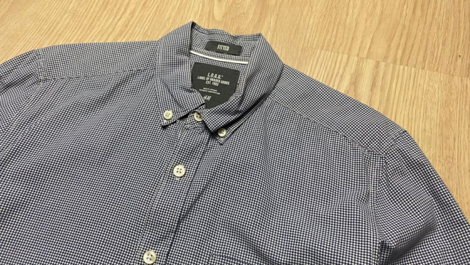 H&M Checkered Button Long Sleeve Polo