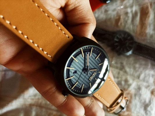 waterproof 50m watch Genuine LEATHER Orig skmei Sapphire Curved Glass