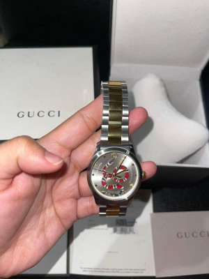 Gucci G Timeless Silver With Snake Motif Dial Watch | Gold Touch