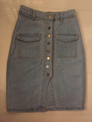 High-waist Denim Pencil Skirt