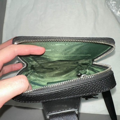 Lacoste Black Leather Sling Bag