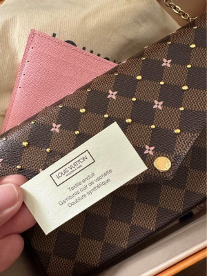 Louis Vuitton Felice Damier Ebene Studs Pink Limited Edition LV Bag