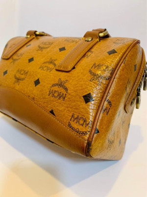 Mcm Cognac Boston Bag