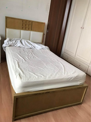 Wooden Bed Frame with Mattress