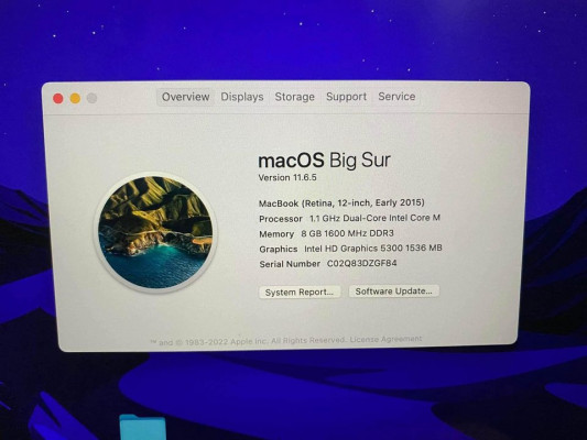 Macbook 12-2015inch 256GB-8GB core M