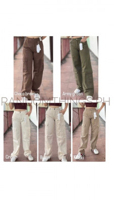 STRADIVARIUS BRANDED OVERRUNS CARGO PANTS WIDE LEG CHOCO. BROWN