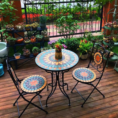 GARDEN TABLE SET outdoor with foldable chair