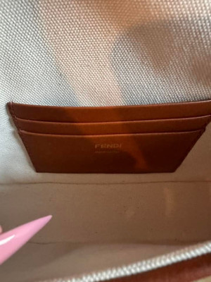 Authentic Fendi Mini Baguette With Thick Strap in Beige GHW
