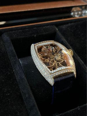 FRANCK MULLER Limited Edition Cintrée Curvex Skeleton Rose Gold & Diamonds