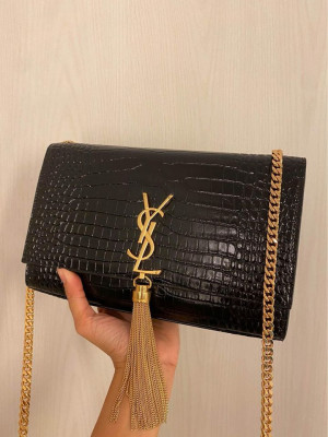 Authentic YSL Kate Croc Embossed Bag with Tassel