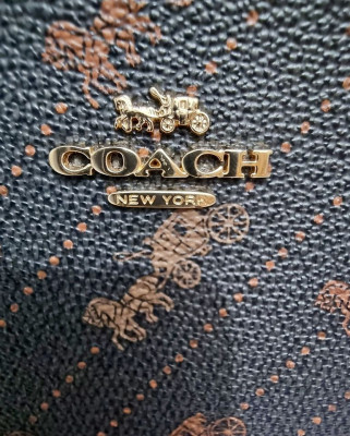 💯Original Coach Corner Zip Wristlet With Horse And Carriage Dot Print