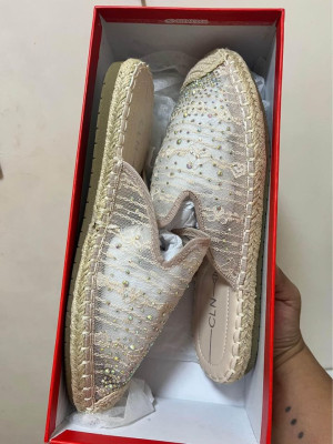 CLN Pink Espadrille Flatform Mules