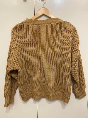 Khaki Knit Cardigan Sweater