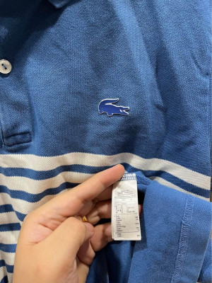Lacoste Blue with white stripes Slim Fit Polo shirt