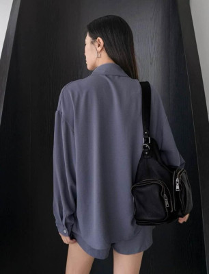 Dazy Drop Shoulder Shirt With Wide Leg Short Terno