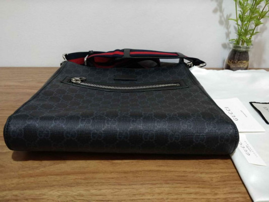 Gucci GG supreme large monogram web messenger bag