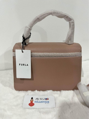 Furla Bella Top Handle Mini Handbag with Detachable Strap in Moonstone