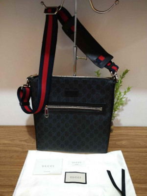 Gucci GG supreme large monogram web messenger bag