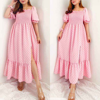 VERIÑA SMOCKED SLIT PUFF SLEEVE