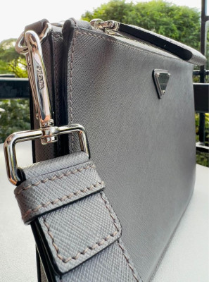 Prada saffiano leather double zipper limited edition clutch