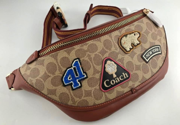 COACH RIVINGTON BELTBAG IN SIGNATURE CANVAS WITH PATCHES
