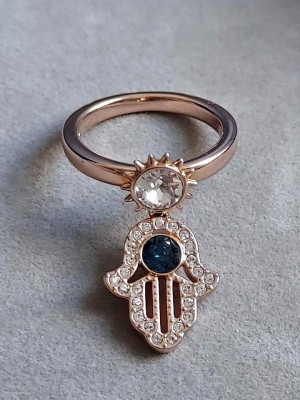 Authentic Swarovski Rosegold Ring, with Hamsa symbol