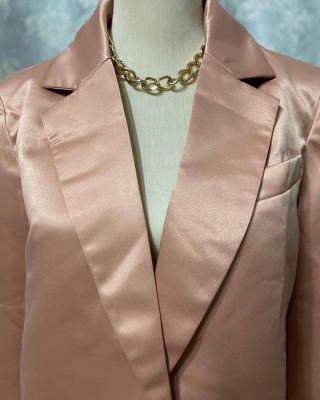 classy silk/satin coral pink blazer (large)