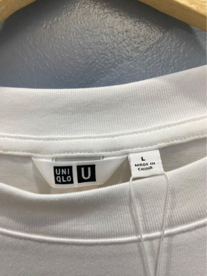 Uniqlo U Airism Cotton Crew Neck Oversized T-Shirt White Sz L
