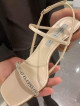 Charles & Keith Gem-Embellished Strappy Sandals – Nude