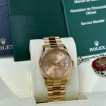 Rolex Daydate 36mm Champagne Yellow Gold Baguette Diamonds
