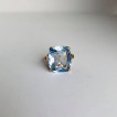 yellow gold large cushion cut synthetic blue spinel ring