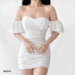 ✨ BSCO ✨ VIEN SEXY BARDOT RIBBED KNIT BUSTIER RUCHED BODYCON MIN DRESS