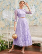 Purple Lilac Lace Formal Maxi Dress