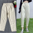 Elastic waist MOM JEANS Women's high weist Boyfriend pants Denim blue Jeans