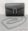 GUCCI Dionysus Black Leather Mini Flap Chain Bag