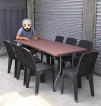 Folded table with 8chairs rattan