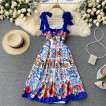 High Quality Spaghetti Strap Square Collar Print Spaghetti Dress