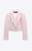 ZARA Textured Cropped Pink Blazer