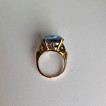 yellow gold large cushion cut synthetic blue spinel ring