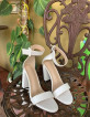 Shein white chunky platform two strap sandals heels