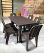 PLASTIC RATTAN CHAIRS AND TABLE SET