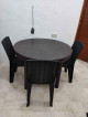 Used Round Plastic Dining Table with 3 Chairs