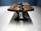 Translucent Black Epoxy Resin River Table