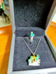 Emerald stones ring and necklace set with silver setting