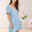 Button Down Blue Mini Dress
