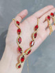 Ruby Rhinestone necklace w/ pair earrings