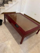 Coffee table big solid wood with glass